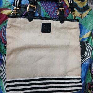 Tory Burch Black and Cream Tote